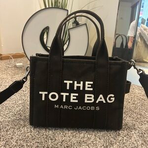Marc Jacobs Black Canvas Tote Bag with Bold Branding